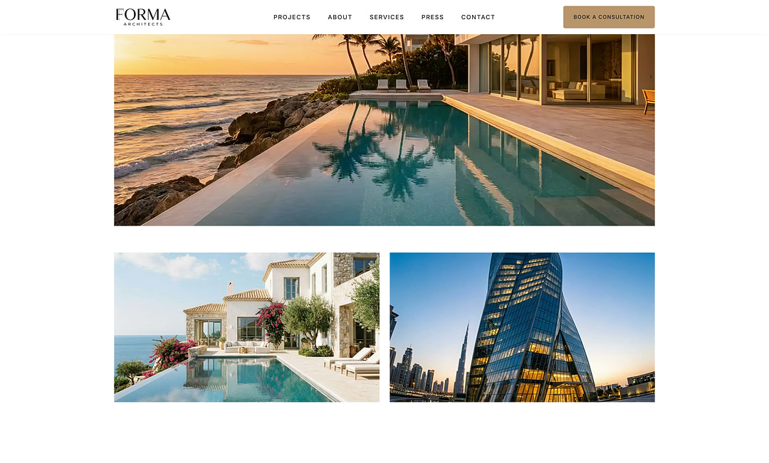 FORMA Architects secondary portfolio desktop state